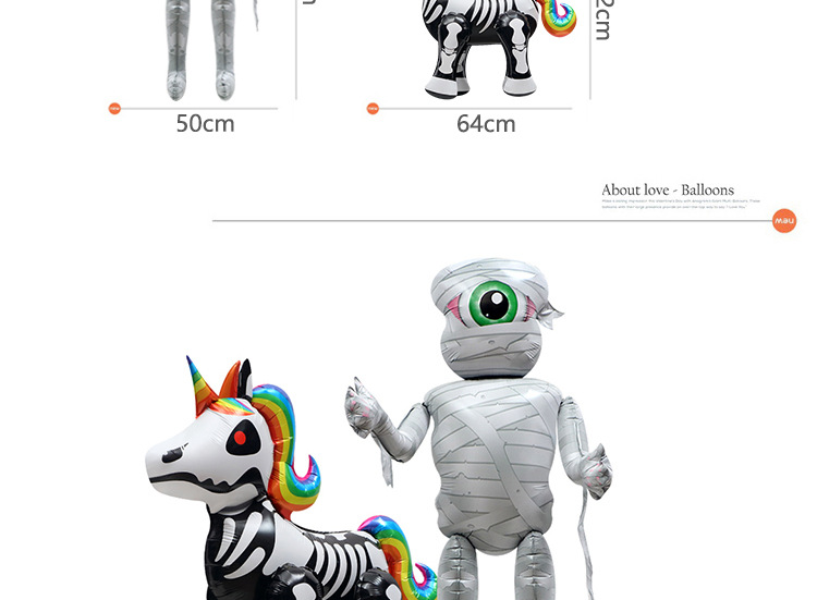 Halloween window display decoration photo props toys balloon 4D three dimensional standing mummy skeleton dog balloon_voghion.com