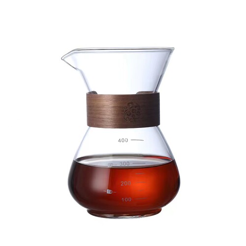 Flat sharing pot, glass coffee pot, hand brewing pot with scale, sharing pot, moka pot, filter cup