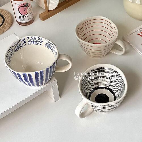 Ins style retro hand-kneaded irregular ceramic mug coffee cup oatmeal breakfast cup milk cup yogurt soy milk