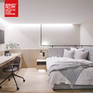 Modern minimalist boutique hotel bed & breakfast cream style furniture guest room suite standard room hotel lobby full set of furniture