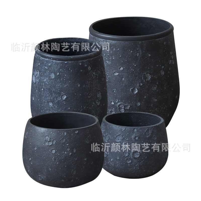Nórdico negro gris magnesio maceta de barro para el hogar de la decoración de la sala de estar maceta verde al aire libre simple maceta de gran boca