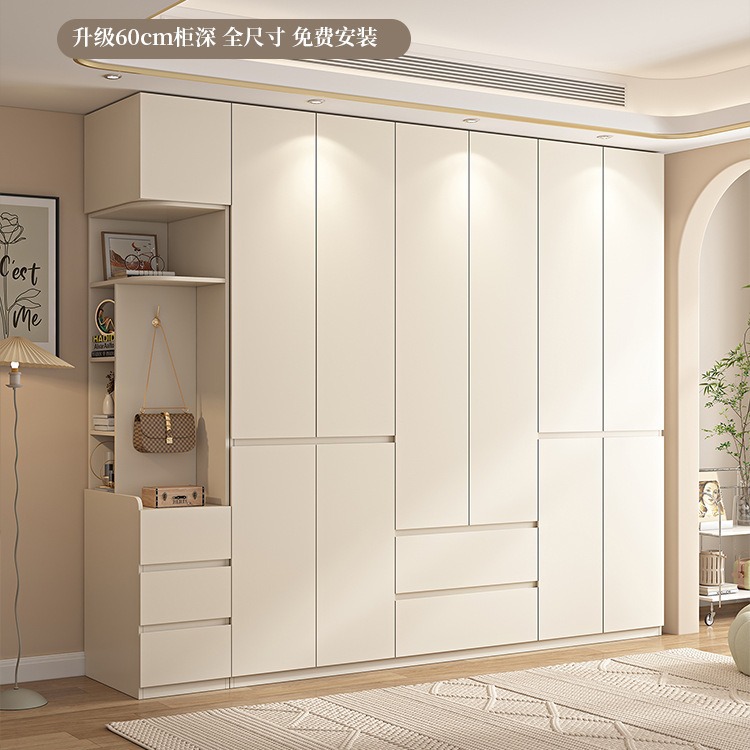 Heightened One Door to Top 2.5- 3m Large Wardrobe for Home Bedroom Large Capacity Hanging Clothes Area Multi-Segmented Large Wardrobe