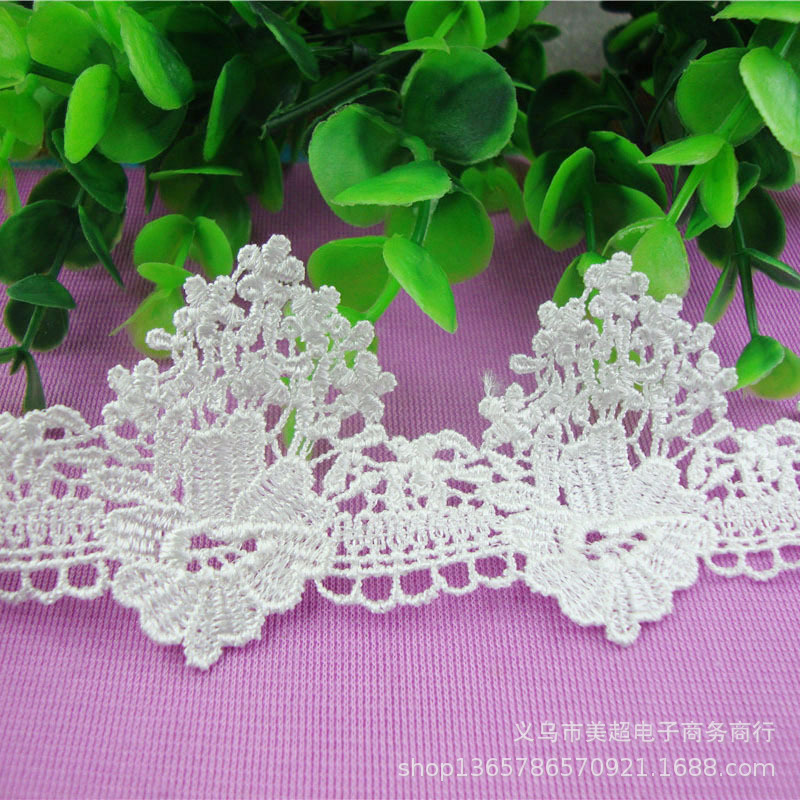 白色水溶刺绣花边 镂空涤纶多色家纺窗帘裙边服饰手工民族服饰