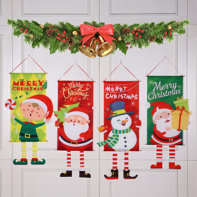 Christmas banners Christmas festival Atmosphere arrangement Door Hanging decorate Christmas Coloured flag Christmas ornament