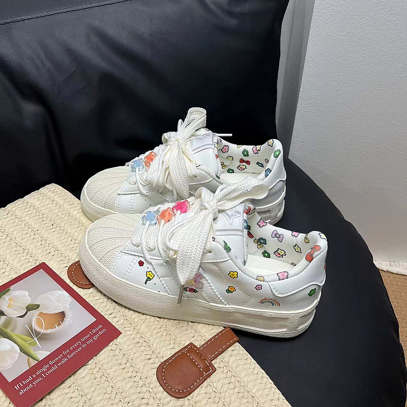 Shell Head White Shoes Women's 2024 Spring and Summer New Niche Design Casual Sneakers Ins Trendy All-match Cute Women's Shoes