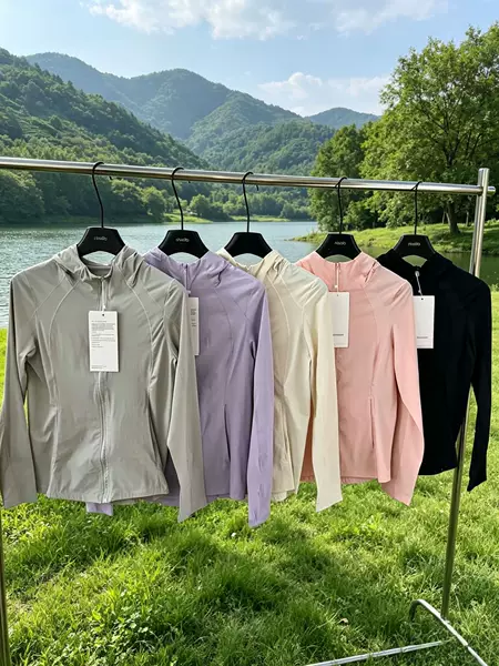 Lulu-style woven patchwork sun protection jacket, summer slim-fit light sunshade outdoor hooded coat, UV protection