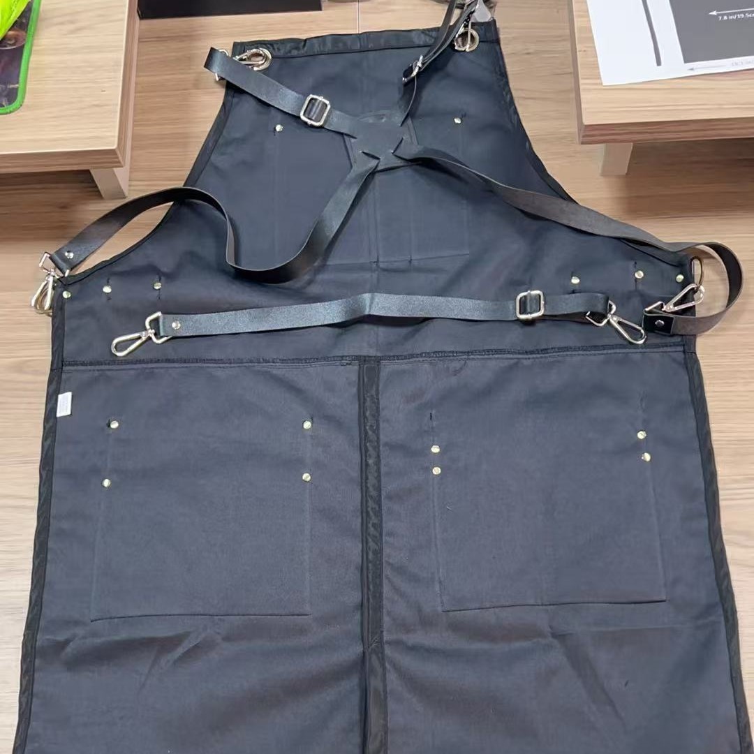 Delantal impermeable transfronterizo logotipo personalizado de bolsillo parrilla peluquería ropa de trabajo delantal peluquería fábrica al por mayor