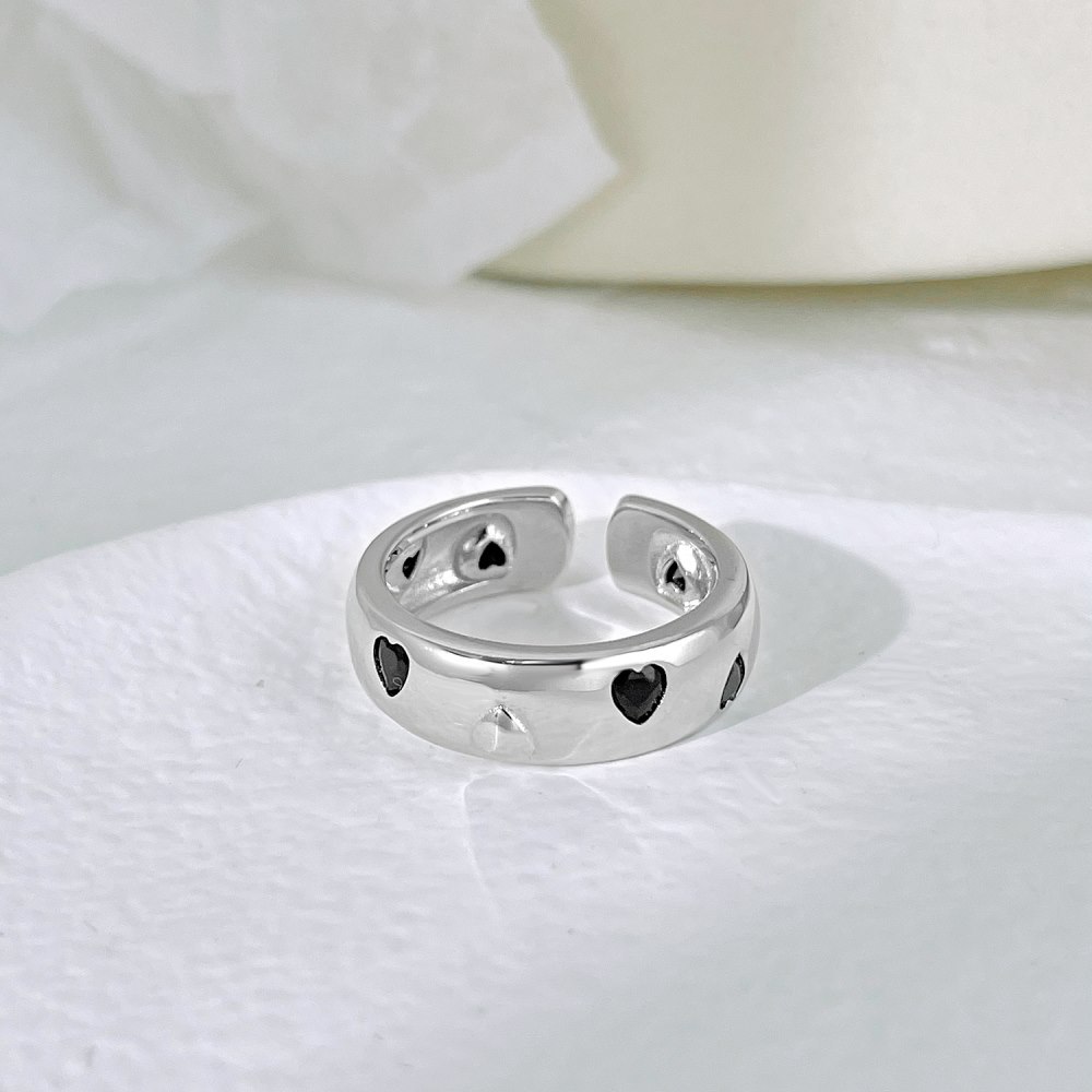 Fashion Heart Shape Sterling Silver Plating Zircon Open Ring