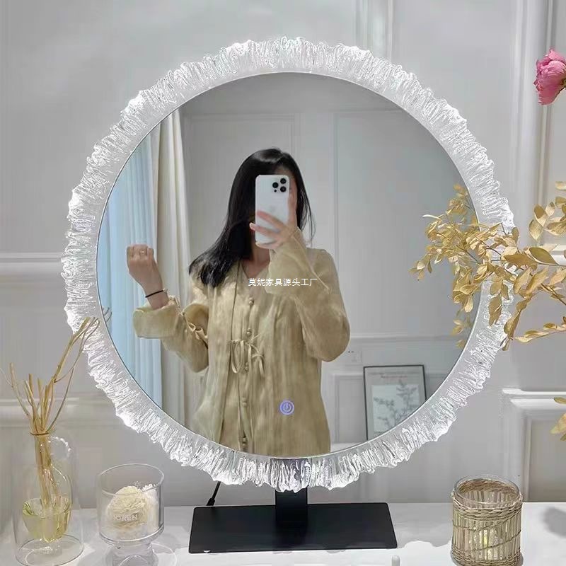 Cosmetic Mirror Desktop Smart Led Light Fill-In Mirror Student Bedroom Vanity Mirror Bathroom Vertical Wall-Mounted Mirror