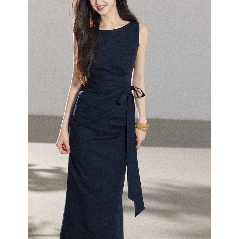 【Mùqīng】High-End and Elegant Waist-Cinching Tie-Waist Dress for Women, Cotton and Linen Versatile Commuter Tank Dress 【Mùqīng】High-End and Elegant Waist-Cinching Tie-Waist Dress for Women, Cotton and Linen Versatile Commuter Tank Dress
