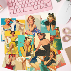 New 50 Pictures of Oil Painting Vintage Lady Postcards Wall Decor Cards Modern Classic Vintage Poster Background Material