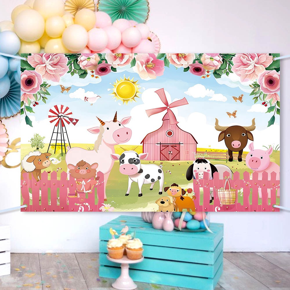 Temas de granja fiesta de cumpleaños decoración tela de fondo ambiente de cumpleaños diseño de tela de fondo decoración de pared banner