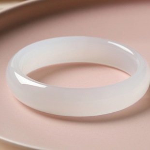 Ice Chalcedony Lychee Jelly White Jade Bracelet Medium Thin Strip Women's Jade Bracelet Agate Natural Authentic Jewelry