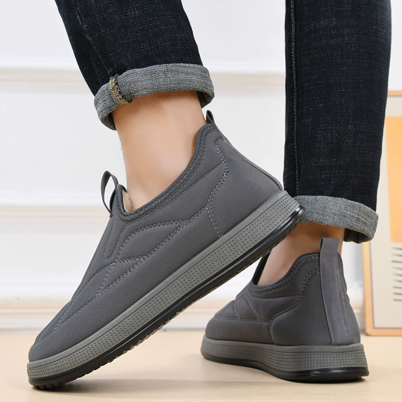 Старая пекинская обувь из ткани мужская 2024 зимняя бархатная толстая шерстяная снежная сапоги мягкая подошва нескользящая обувь для родителей среднего и пожилого возраста