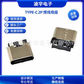 TYPE-C2PIN母座 焊线/板上卧式插件/贴片/立插系列插头 焊线L8.6