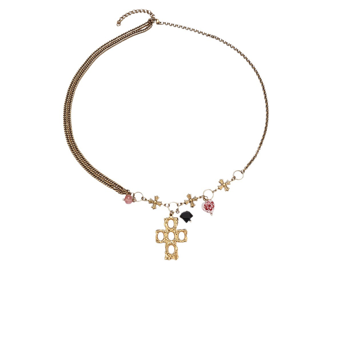 Tiana Europa y América collar de acero inoxidable acero titanio no se desvanece la cruz universal cadena de suéter agujerado joyería de venta caliente transfronteriza