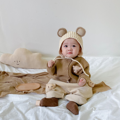 Baby clothes, newborn sweater, cardigan, knitted sweater, children's coat, spring and autumn set, infant baby top, outdoor clothing