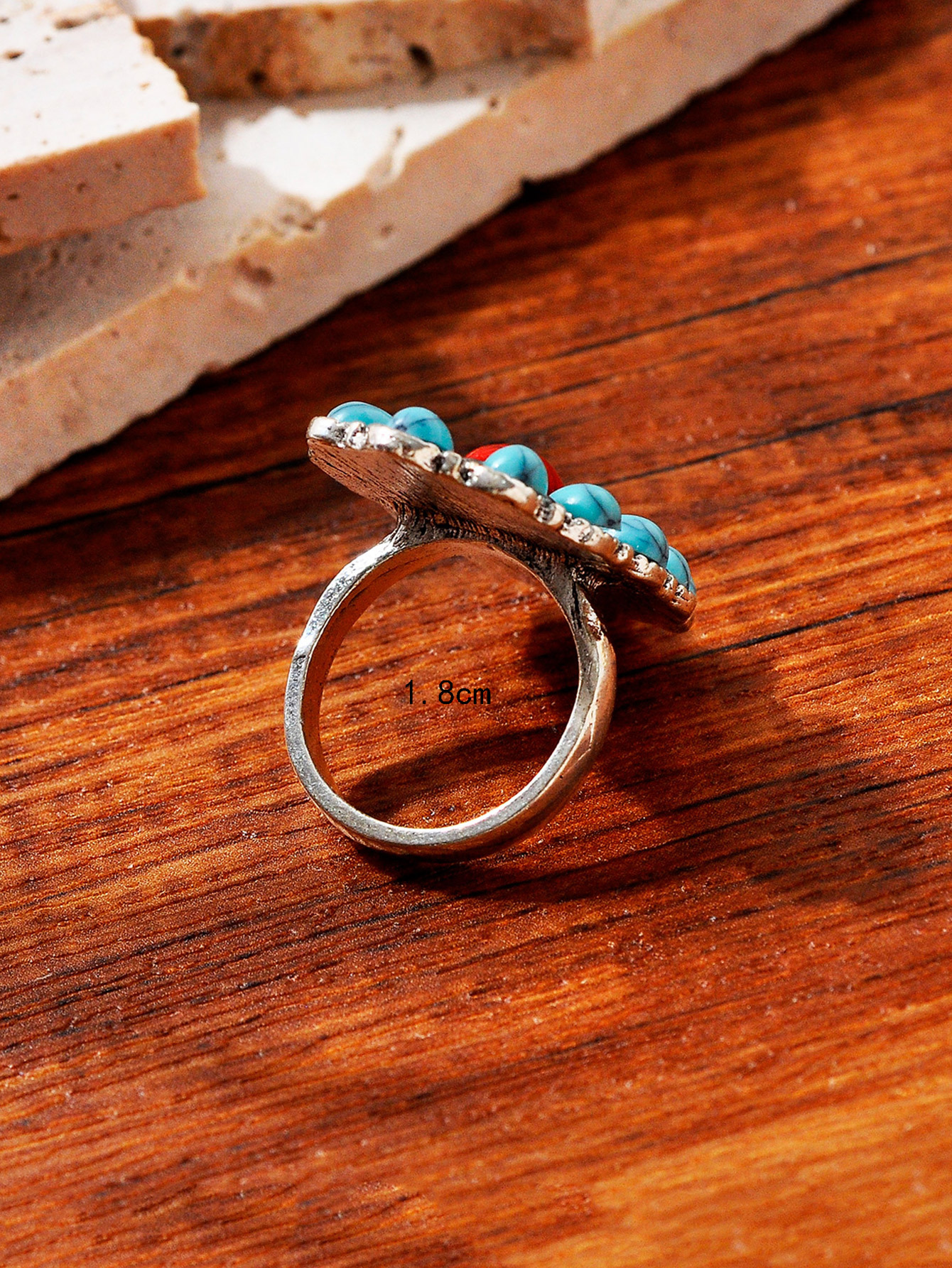 10g Weight Rings Classification 7, 8, 9 Ring Size 1 Piece Quantity Daily, Party Occasion Imitation Turquoise, Alloy Material Printing, Geometric Pattern Women's Gender Plating Design Vintage Style Style Wholesale Jewelry Vintage Style Printing Geometric Imitation Turquoise Alloy Plating Rings 5