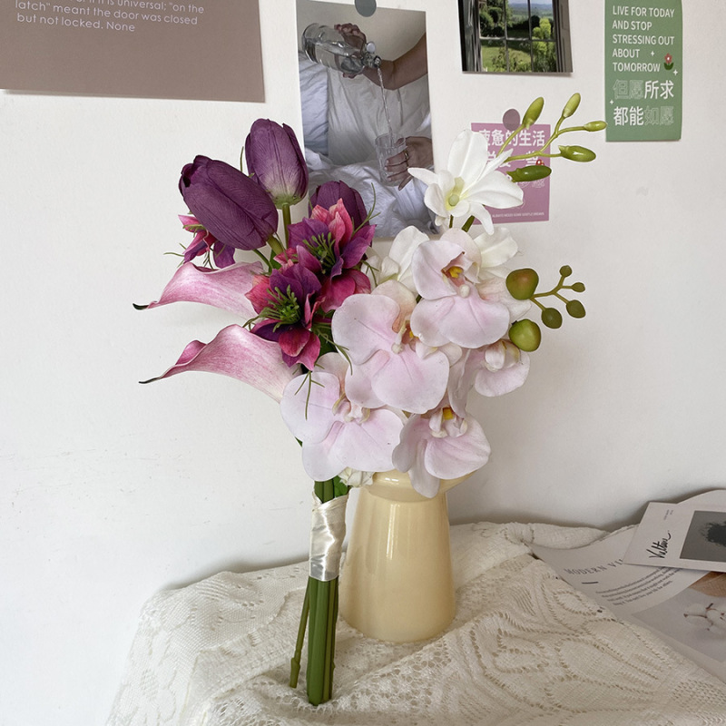 新しい紫色のニッチな手持ち花、造花、花嫁の結婚式の証明書登録、卒業写真小道具、ホーム|undefined
