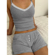 K 97298 Striped sleeveless two-piece set ��������̿���װ