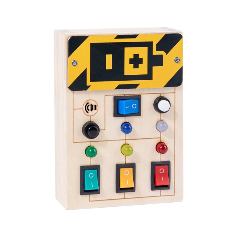 Transfronteriza nuevos niños educativos juguetes de educación temprana interruptor de madera fuente de alimentación de luz LED ocupado tablero manos en juguetes de madera