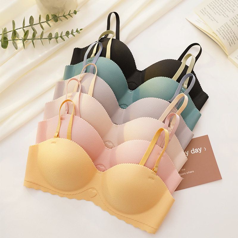 糖果内衣女小胸聚拢显大无钢圈一片式美背收副乳防下垂透气文胸罩|undefined