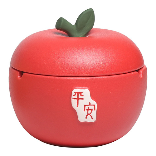 Creative personality Apple ashtray with cover for home office hotel ceramic anti-fly ash ashtray home decoration