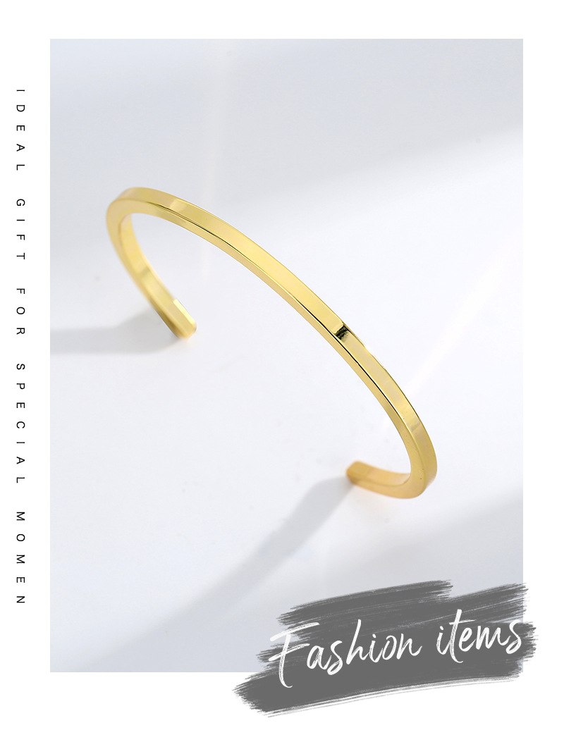 Bracelet jonc ouvert unique plaqué or 18k bijoux mode unisexe_voghion.com
