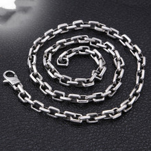 高档925银个性项链男 银环扣环朋克机车链子 时尚嘻哈摇滚潮流