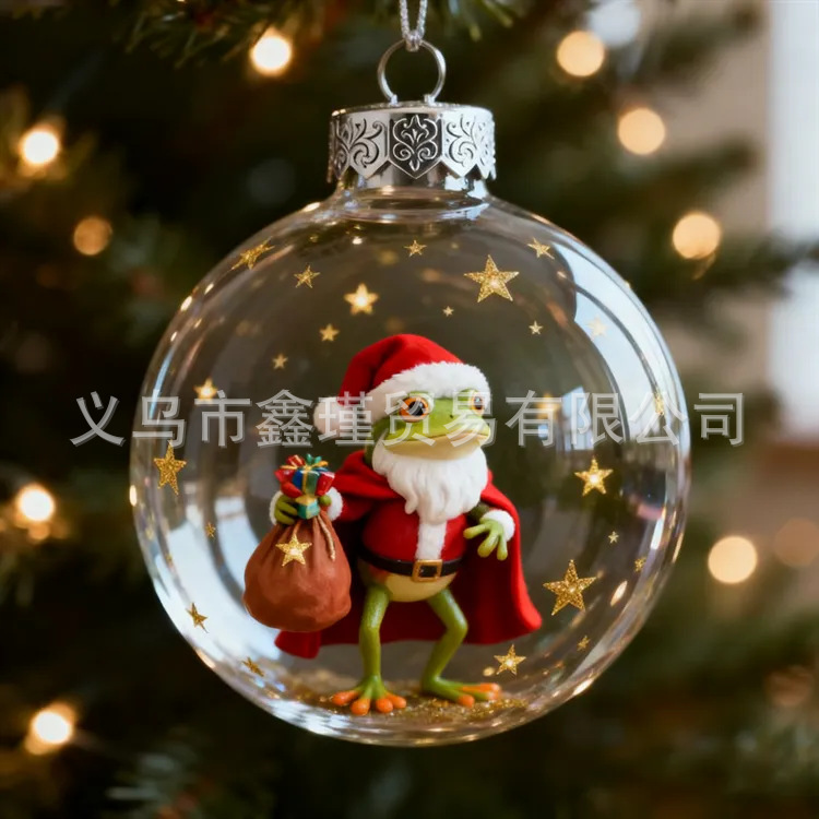 2026 transfronterizos nuevos adorables animales de Navidad 2D plano acrílico joyas colgantes de árbol de Navidad