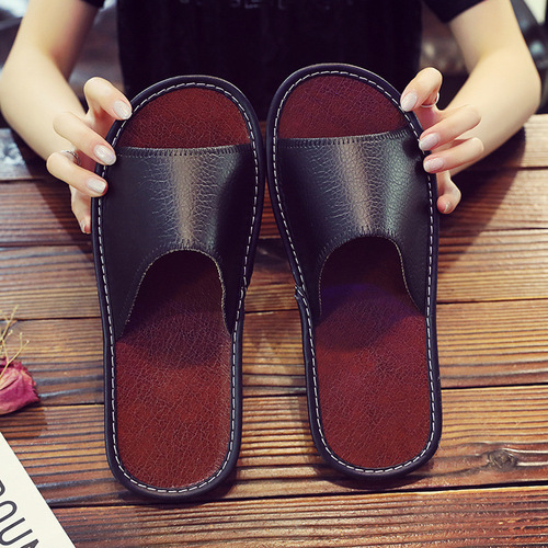 Summer Slippers for Home Use, Non-Slip Couples' Soft Sole Beauty Salon Wood Floor Quiet Indoor Slippers for Men and Women