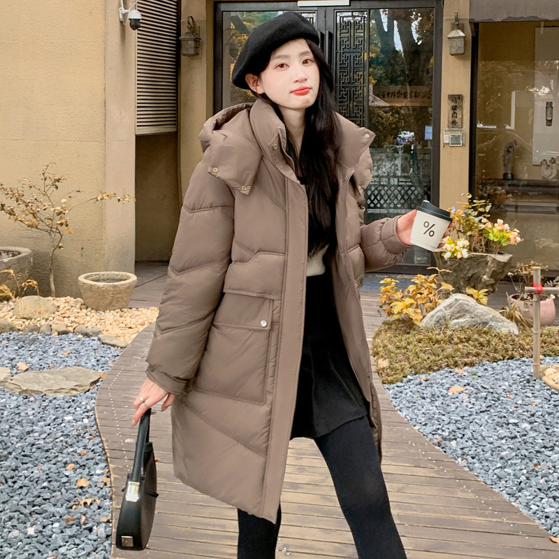 Ropa de algodón femenina larga sensación de diseño nicho abrigo de algodón caliente chaqueta de algodón holgada coreana 2024 nuevo abrigo de otoño y invierno image 11