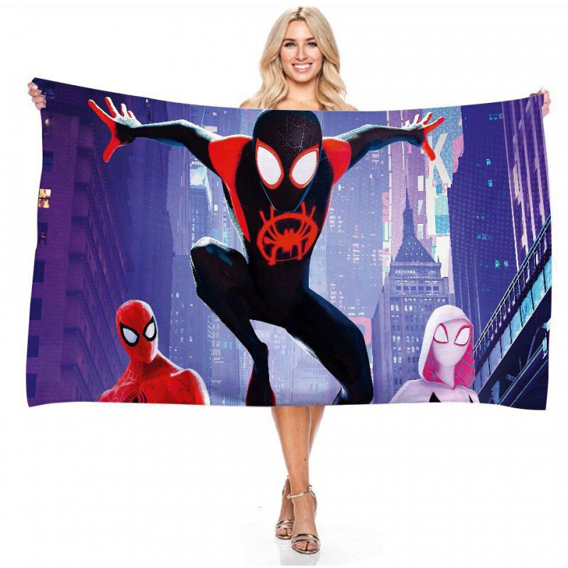 Marvel Series Beach Towel Kidsren's Beach Towel Bath Towel Spider-Man Iron Man Hulk Microfiber Double-Sided Velvet