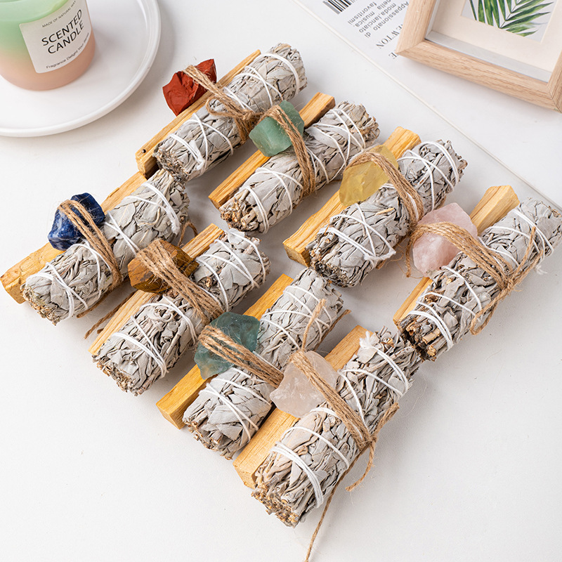 Crystal Stone California White Sage Peru Holy Wood Aromatherapy Staff suit Space Purification Yoga Meditation Aromatherapy