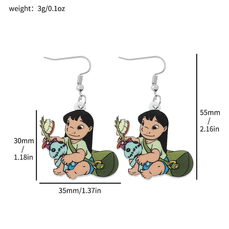 跨境热款史迪奇仔卡通耳饰装饰品创意动漫星际宝贝亚克力耳环耳饰|undefined