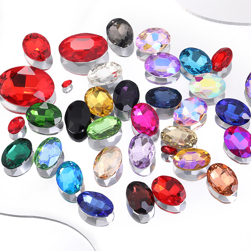Xiaopu cristal accesorios DIY teléfono móvil rhinestone Ropa Accesorios puntiagudos Fondo oval en forma de diamantes de imitación