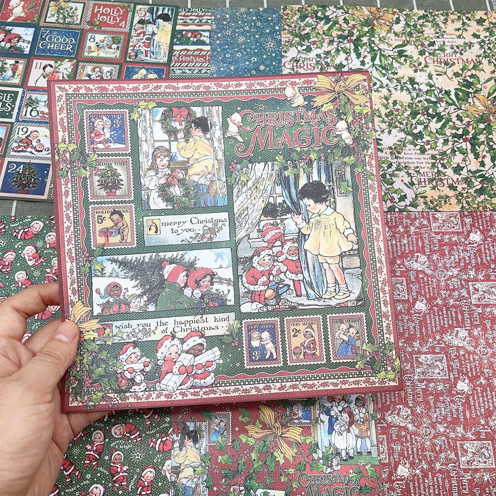 10 pieces of large size retro handbook material paper Christmas…