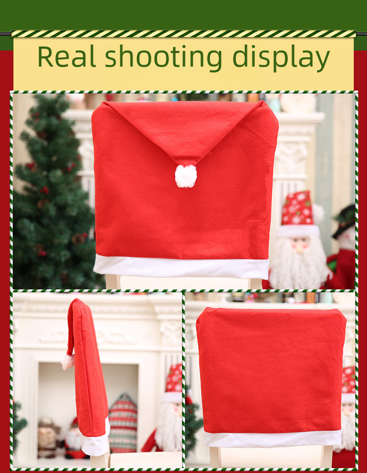 Christmas Red Non-woven Christmas Chair Set Christmas Table Decoration Christmas Hat Soft Feel_voghion.com