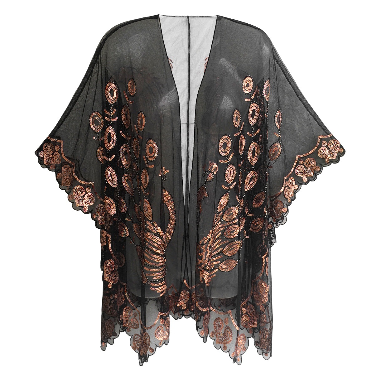 Transfronterizo 1920 europeo y americano lentejuelas vestido de noche fiesta cena vestido chal Gatsby lentejuelas chal prendas de vestir exteriores