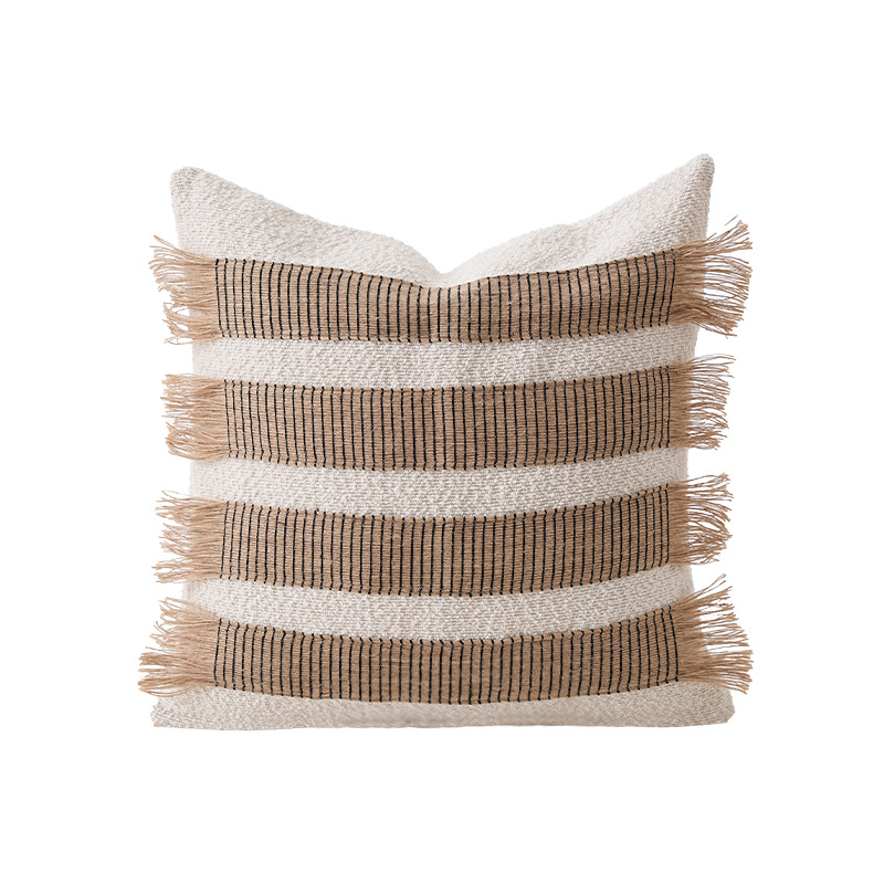 Sofá tejido de cuerda de cáñamo de mano, almohada de lujo ligera, almohada de soporte de alto nivel, decoración de ventana de acomodación residencial, viento tranquilo