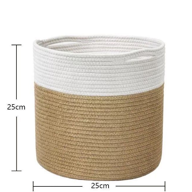 Cesta de almacenamiento de cuerda de algodón, cesta plegable a prueba de polvo para baño, cesta para ropa sucia, cesta para aperitivos, maceta, cesta de almacenamiento de plantas verdes, cesta tejida