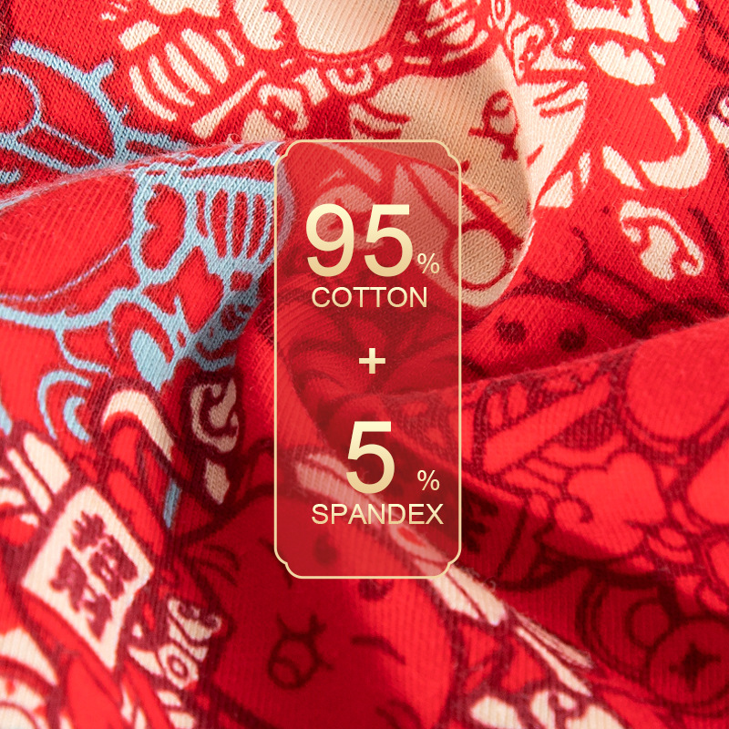 Pantalones interiores de algodón rojo al por mayor, este regalo de Año Nuevo, impresión festiva, pantalones de corte cómodos para niños