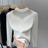 Half high necked knitted bottom sweater， fashionable autumn and winter mesh top