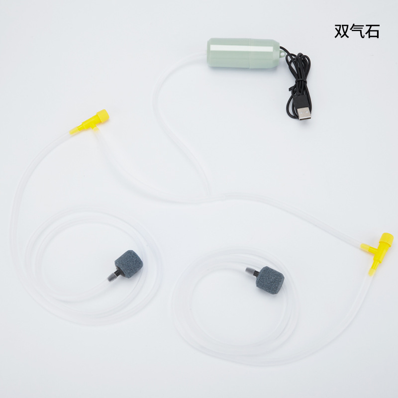 Green usb oxygen pump [1 set] - dual stones, dual tubes