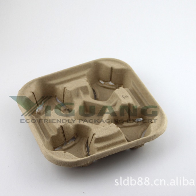 直销咖啡托饮料杯纸杯托四杯装咖啡托纸浆模塑纸浆托杯托大量销售