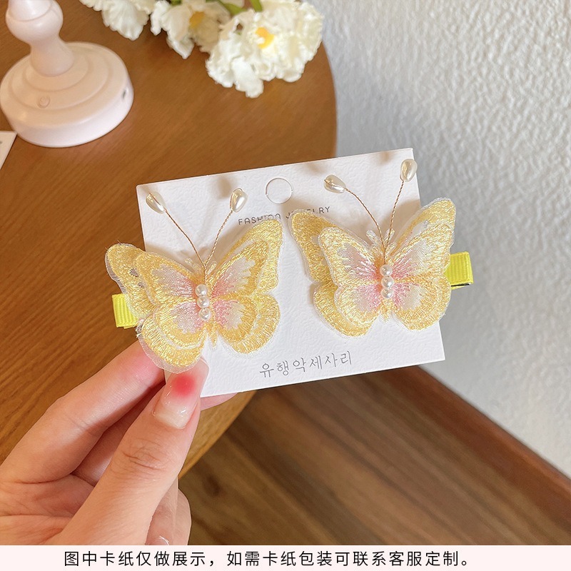 子供用ヘアアクセサリー、女の子用超妖精刺繍蝶ヘアピン、かわいい古代風漢服ヘアピン、プリンセス前髪サイドクリップ|undefined