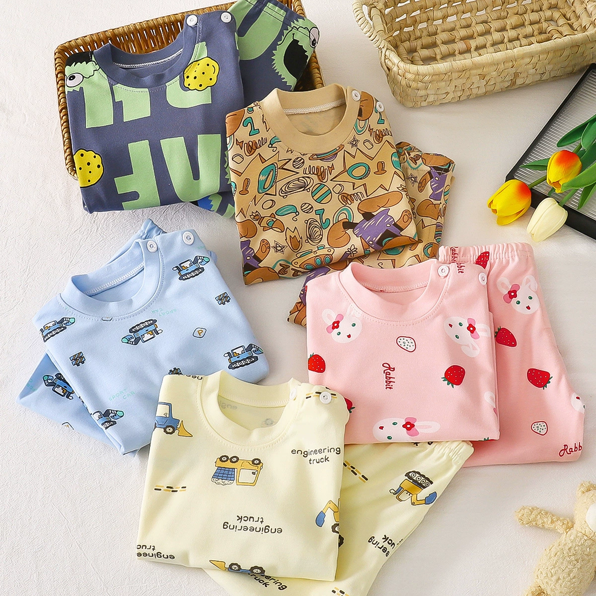 秋冬儿童童装内衣套装纯棉秋衣秋裤棉睡衣全棉男童女童家居服批发