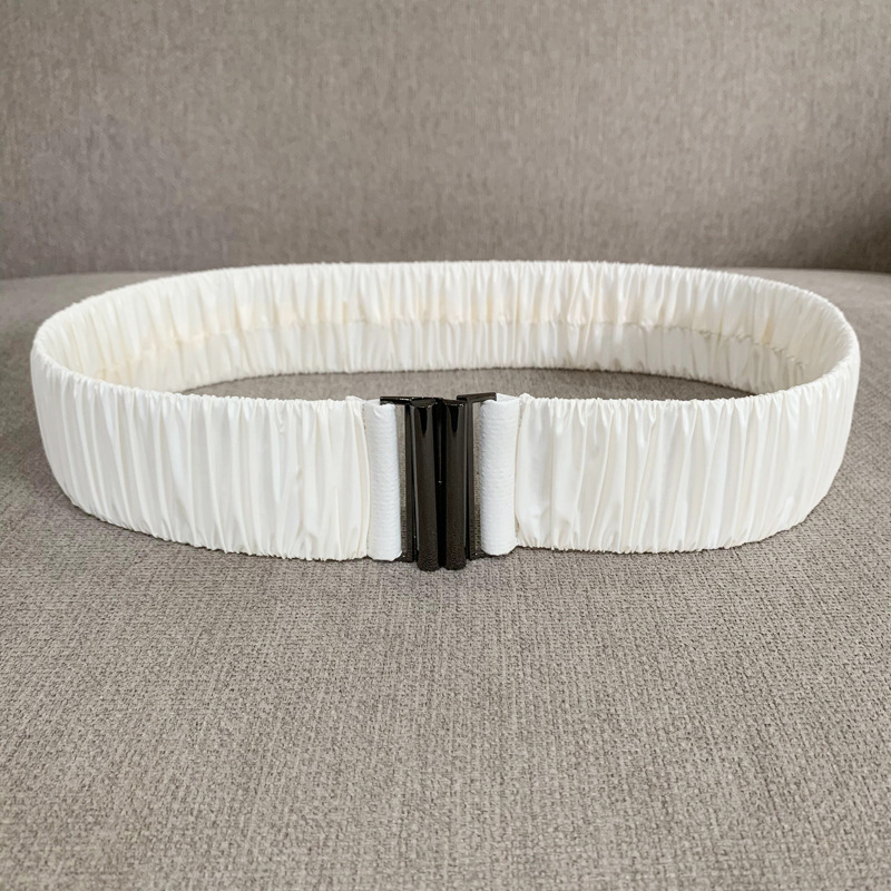 Nuevo cinturón elástico brillante de tela plisado cintura elástica sello ancho de las mujeres todo partido con cintura para adelgazar