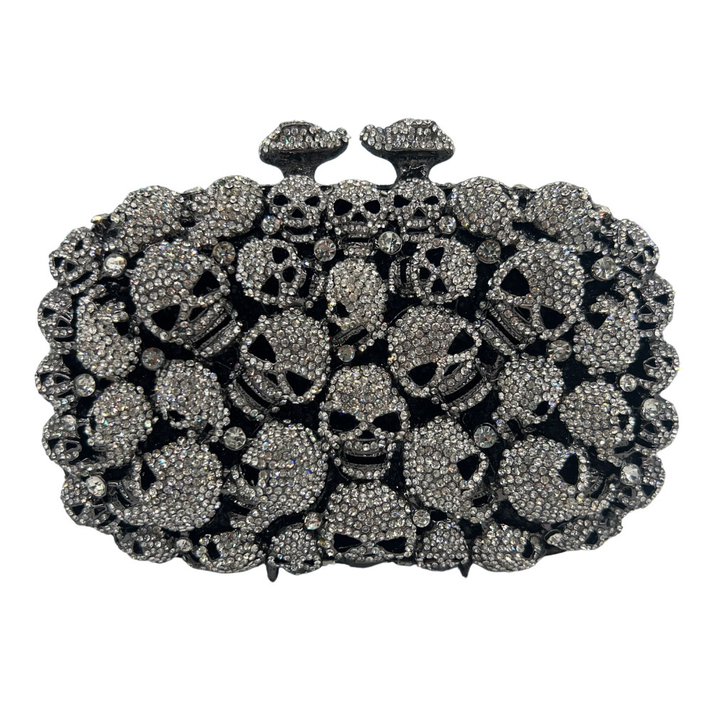 Bolsa de cristal de calavera, bolsa de cena de diamante de calavera, bolsa de diamante de Halloween, bolsa de mano de mujer dura