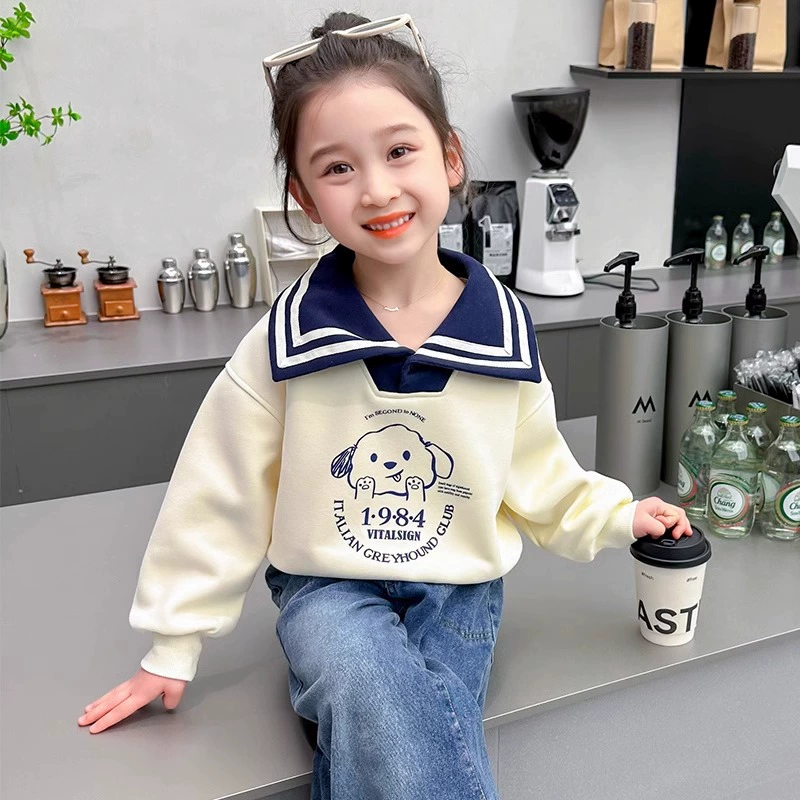 Девочка весенне-осенний лацканный свитер толстовка для девочек